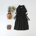 【ラスト1枚】再販 3リネンスキッパーワンピース　Black
