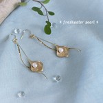 【特集掲載】6月の誕生石＊14ｋｇｆ＊凛とした美しさを持つカラーと風の流れピアス＊淡水パール＊イヤリングに変更可能＊花