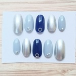 ネイルチップ 《 グレー シルバー ネイビー  》