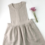 リネンのエプロンワンピース キナリ 受注製作 ハンドメイドマーケット Minne