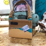 本革 お財布バッグ ミリタリ トートバッグ  コロンとしたバッグ  アコーディオン