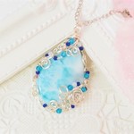 天然石ラリマーのネックレス＜Ｎ３７４＞ネックレストップ　ワイヤージュエリー