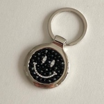 【Swarovski】 キラキラ スマイルキーホルダー ブラック
