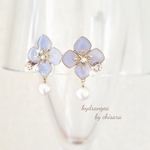 【送料無料】薄紫の紫陽花☆ノンホールピアス