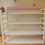ピンクの屋根付き中型折り畳み分解型什器