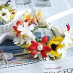 ひまわりの花冠（水玉リボン）　うさぎ花冠 　Ｓサイズ　 ペット用