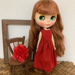 【送料無料】リカちゃん/ブライス   シンプル赤ワンピース