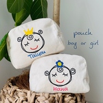名前入りboy/girl刺繍ポーチMサイズ＊ナチュラル
