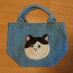 hiiko様専用ページ【片面顔のみ愛猫ちゃんデニム生地のランチバッグ】