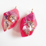 ビジューとドライフラワー入り鉱石ピアスor イヤリング🌼 レジン 