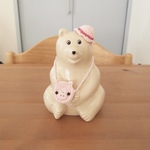 【ワンコイン感謝販売】しろくま貯金箱用着せ替え 帽子とバッグのセット(動物バッグ/ブタ)