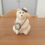 【ワンコイン感謝販売】しろくま貯金箱用着せ替え 帽子とバッグのセット(キウイフルーツ)