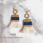 デニム ゴールド タッセル×つぶつぶ  ゴールド リング イヤリング/ピアス