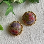 【SALE】ヴィンテージ  フラワープリントラウンドアクリルボタン 2個セット
