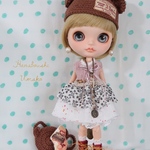 ＊くま耳帽子とワンピース＊トータルコーデ９点セット＊ blythe outfit＊ブライス ＊