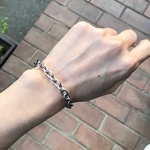 オールステンレス製 小豆チェーンブレスレット 幅8mm