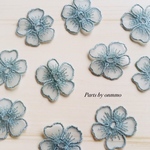 4pcs・刺繍レースフラワー・ペールブルー　a-56