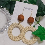 ウッド×ラタンのピアス（イヤリング）