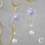ライラックと淡水パールのピアス・イヤリング