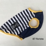 サマーネイビーボーダー N×Y クール タンクトップ ネイビーボーダー☆ネイビー☆イエローリブ ビーグル 犬 服 中型犬