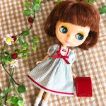 ♡ストライプ(ブルーチェリー)ミニドレス♡