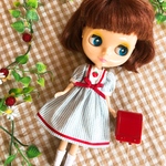 ♡ストライプ(ブルー苺)ミニドレス♡