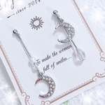 月×月　アシンメトリー ピアス　◆シルバー◆　※イヤリング可能