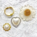 大きなホワイトお花とパールリング  3点セット