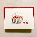 🍒透明水彩画2枚セット 「さくらんぼ」イラストミニカード  バースデーカード フルーツ　バレンタインカード メッセージカード🍒