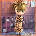 レトロワンピース(レトロオレンジ )  ヘアバンド付き