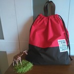 他の色もできます☆プールバッグ☆受注製作☆防水布の巾着バッグ☆赤×ブラウン