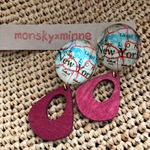 地図とウッドのピアス