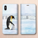【手帳型スマートフォンケース】皇帝ペンギン親子
