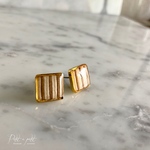 ■金具選択■小ストライプピアス/イヤリング・ベージュ（送料無料）