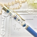 名入れ可能 【ハーバリウムボールペン】青のブーケ