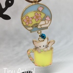 SALE！光る風鈴キーホルダー マグカップネコ