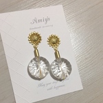 ひまわりとドイツ製フラワークリアのキラキラピアス/イヤリング