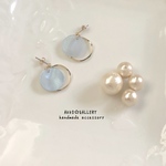 ☆シェルとフープのピアス／イヤリング☆ブルー