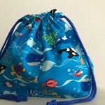 海のいきもの柄巾着☆ちょっぴり大きめお弁当袋