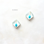 ＊しずくターコイズ×ガラス＊のスクエアピアス/イヤリング＊