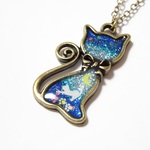 ☆可愛い猫の宇宙塗りレジン～伸び×２ネコ～