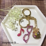 ギターとメガネのキーホルダー～桜