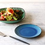 【新作】《窯元価格でお買い得 》しのぎ彫り 取り皿 5寸　15㎝（ブルー）/r89bl
