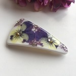 ビオラの押し花バレッタ