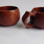 秋山様受注作品　花梨のペアコーヒーカップ　一木彫り