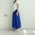 大人の日常着100％リネン　ロイヤルブルーのマキシスカート