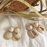 wood ball  marbleピアス（サークル）