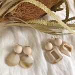 wood ball  marbleピアス（スクエア）