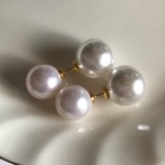 大玉 12mm シェルパール×パールキャッチ ステンレス製ピアス （貝パール）