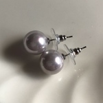大玉 12mm シェルパール ステンレススチール製ピアス（貝パール）ピンクグレー